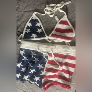 Forever 21 Red and White Knit Top